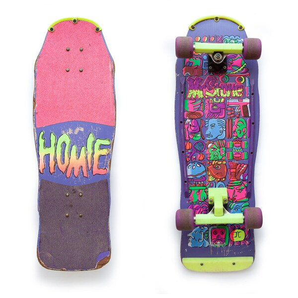 Vintage Skateboard 80s 90s Memphis Style Vaporwave Deck Homie Mr Stone Neon Graphic Tiki Oldschool large XL