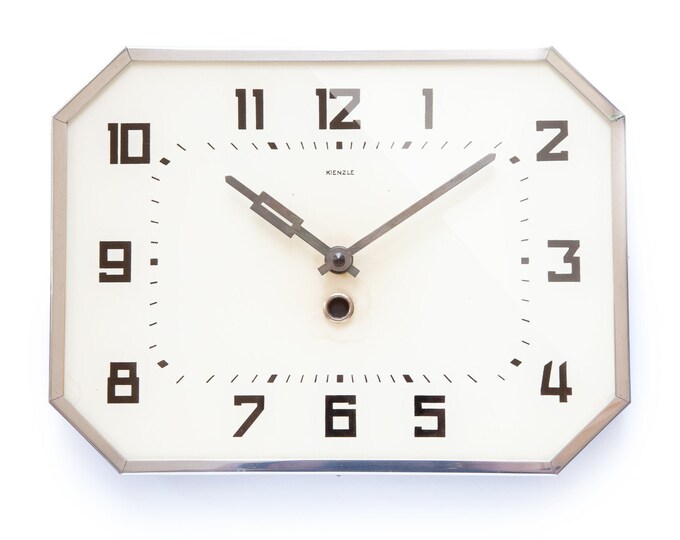 Art Deco Kienzle Glass Wall Clock Bauhaus Mid Century Kitchen Modernism