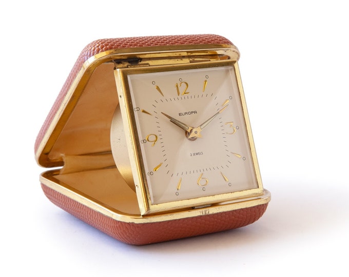 1960s EUROPA Travel Alarm Clock Pocket Modernism Space Age Mid Century
