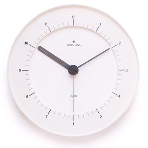 Reinhold Weiss JUNGHANS 5W1 Wall Clock Germany Quartz Disc Minimalism 1980s Modern Brown Design Style