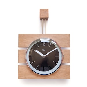 1960s DIEHL Junghans Wall Clock Mid Century Modernism Germany mcm Atomic Space Age Chrome Danish