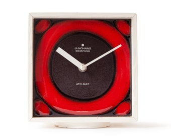 Space Age JUNGHANS Table CLOCK - ATO-Mat Mid Century Modern Atomic Desk 60s 70s Shelf Mantel Germany Ceramic