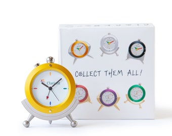NOS! 2Can Clockboy Postmodern Desk Table Alarm Clock Memphis Sottsass Style Pop Yellow New In Box