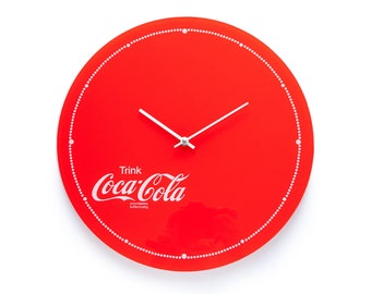 XL 1980s Coca-Cola Advertising Wall Clock Postmodern Minimalism Design 80s 90s Original Vintage silent