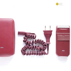 1982 BRAUN LADY ELEGANCE Hair Trimmer Shaver Type 5666 Roland Ullmann design classic 80s Case Germany Red Razor - shaver