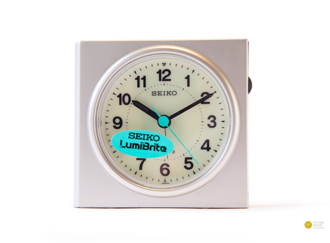 NOS 90s SEIKO Lumibrite Alarm Clock Desk Postmodern Minimalistic Quartz