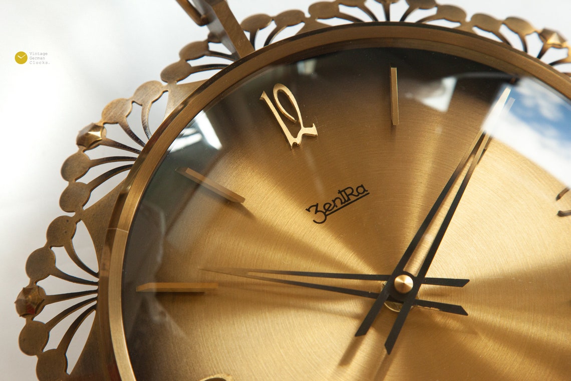 Art Deco ZentRa Brass Wall CLOCK Germany Mid Century Starburst Etsy