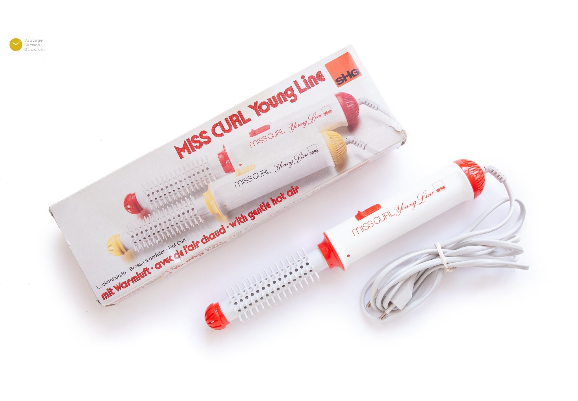 NOS 1980s SHG Miss Curl Hair Brush Design Classic Germany Postmodern Lady 80s New in Box 1986 Electronic