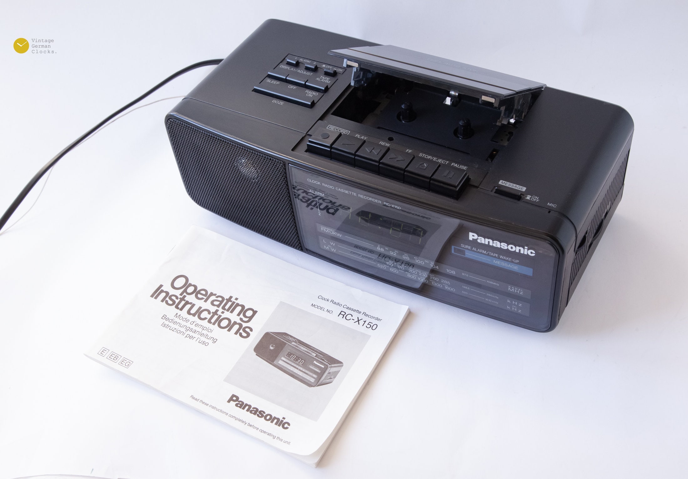 90s PANASONIC RC-X150 Clock Radio Cassette Recorder Alarm LCD