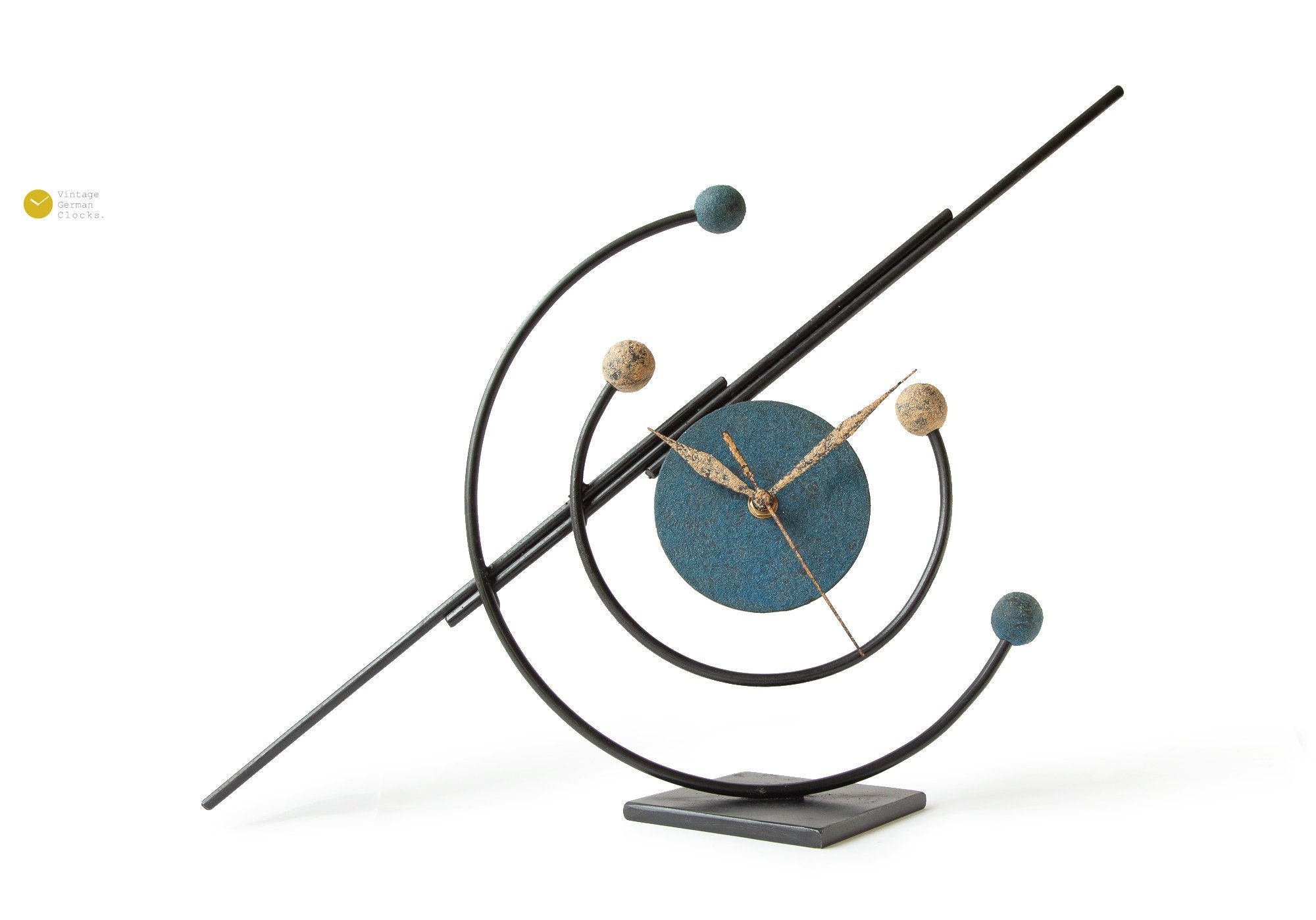 80s ポストモダン　Flixible leg clock　黒　スペースエイジ Artful 80s Space Table Clock Postmodern Memphis Era Iron Age