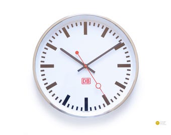 Reloj de pared vintage de la estación Deutsche Bahn, distribuidor, promoción, Alemania, DB Advertising, Junghans Industrial Office