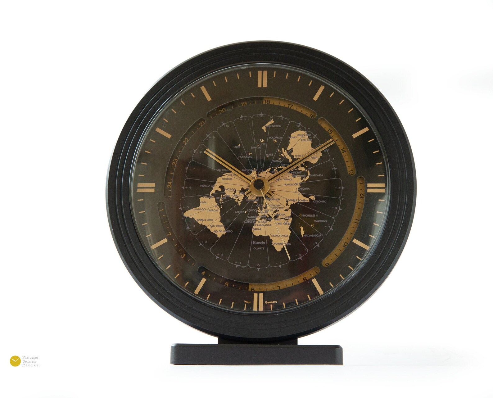 70s KUNDO World Time Table CLOCK Modern Germany Mid Century Etsy