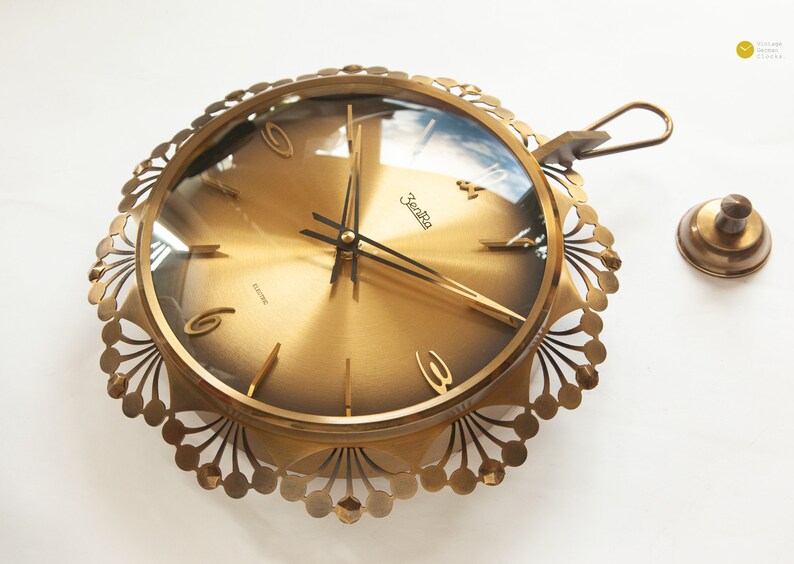 Art Deco Zentra Brass Wall CLOCK Germany Mid Century Starburst Etsy