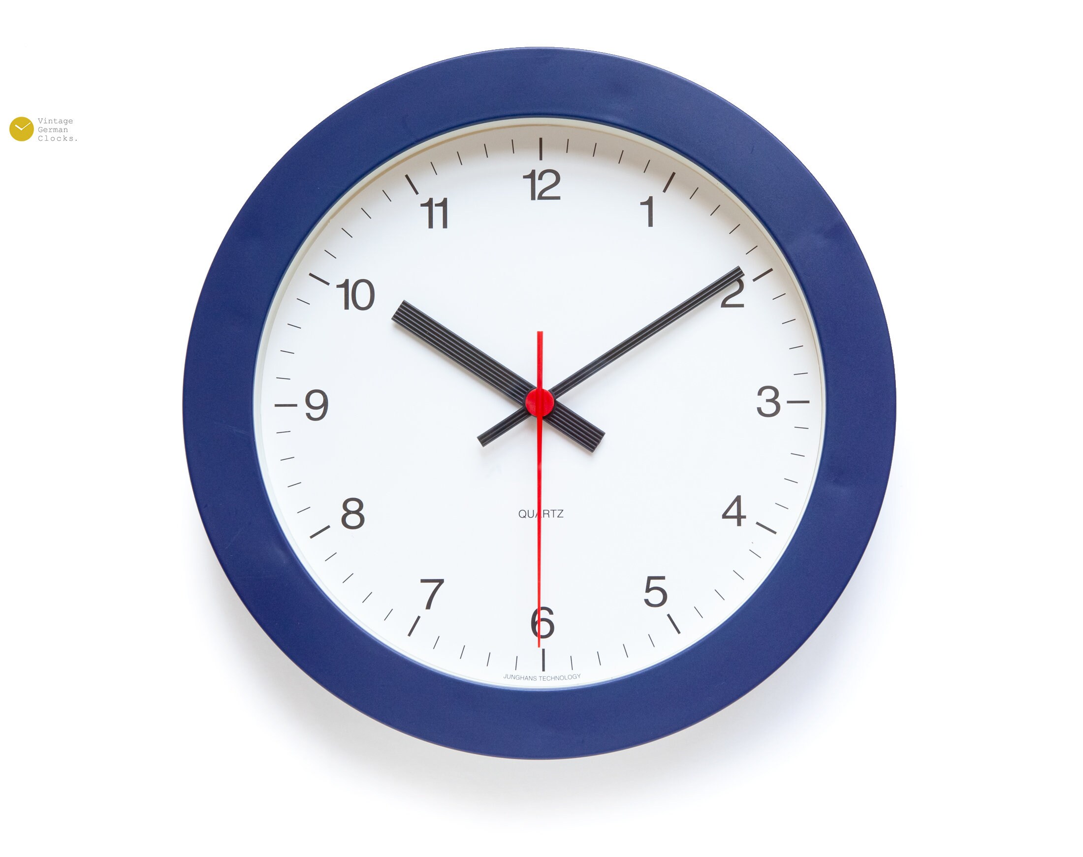 Postmodern JUNGHANS Wall Clock - 1980s 90s Memphis Era Panton Modern Pop Minimalism Plastic Ultramarine