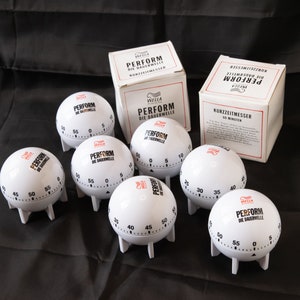 Temporizador de cocina NOS Space Age Wella Panton Pop Modernismo Plástico Atomic huevo corto 1980 Alarma Anuncio