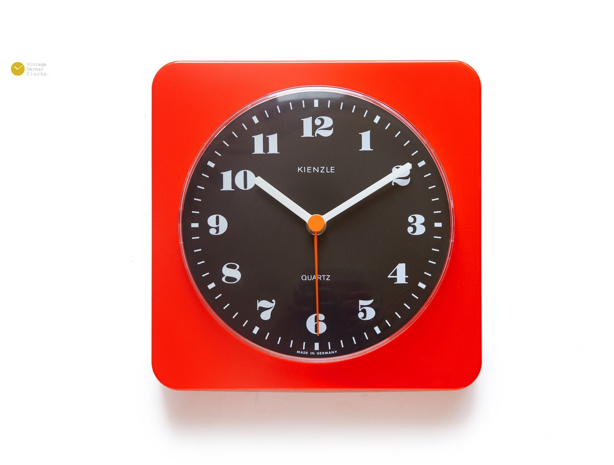 【美品】70’sナショナルクロック 掛時計 鮮烈レッドのラウンデッドレクタングル 70s KIENZLE Space Age Wall Clock - Panton Style Modernism Pop