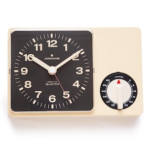 Space Age Junghans Kitchen Clock with Timer Wall Minimalistic Mid Century Germany Alarm
