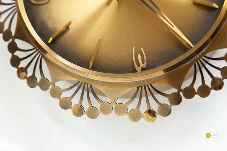 Art Deco Zentra Brass Wall CLOCK Germany Mid Century Starburst Etsy