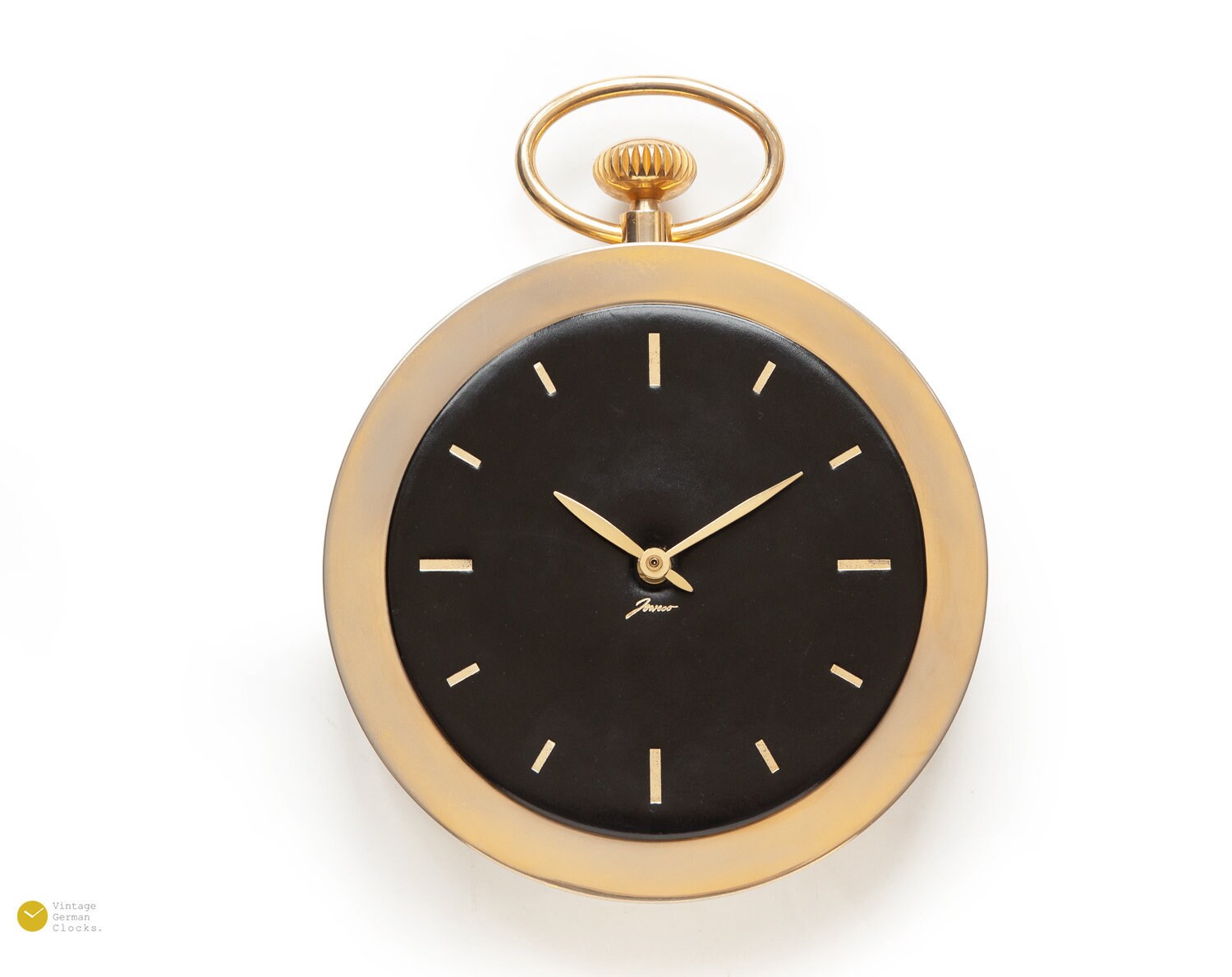 1960s 12 Brass Wall Clock Like A Stopwatch Mid Century Leather Junghans 60s Nelson Modern Office Industrial Mcm