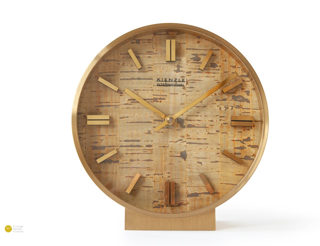 Stunnning KIENZLE Mid Century Desk CLOCK Cork Germany Bauhaus Table