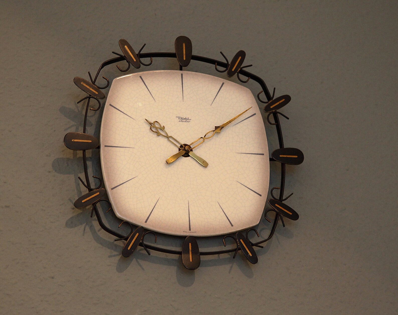 60s DIEHL JUNGHANS Mid Century Wall CLOCK Ceramic Starburst Etsy