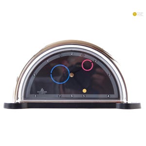 Postmodern DUGENA Table Clock Memphis Era Plastic Japan Abstract Rhythm 90s 1980s Desk Chrome Minimalistic
