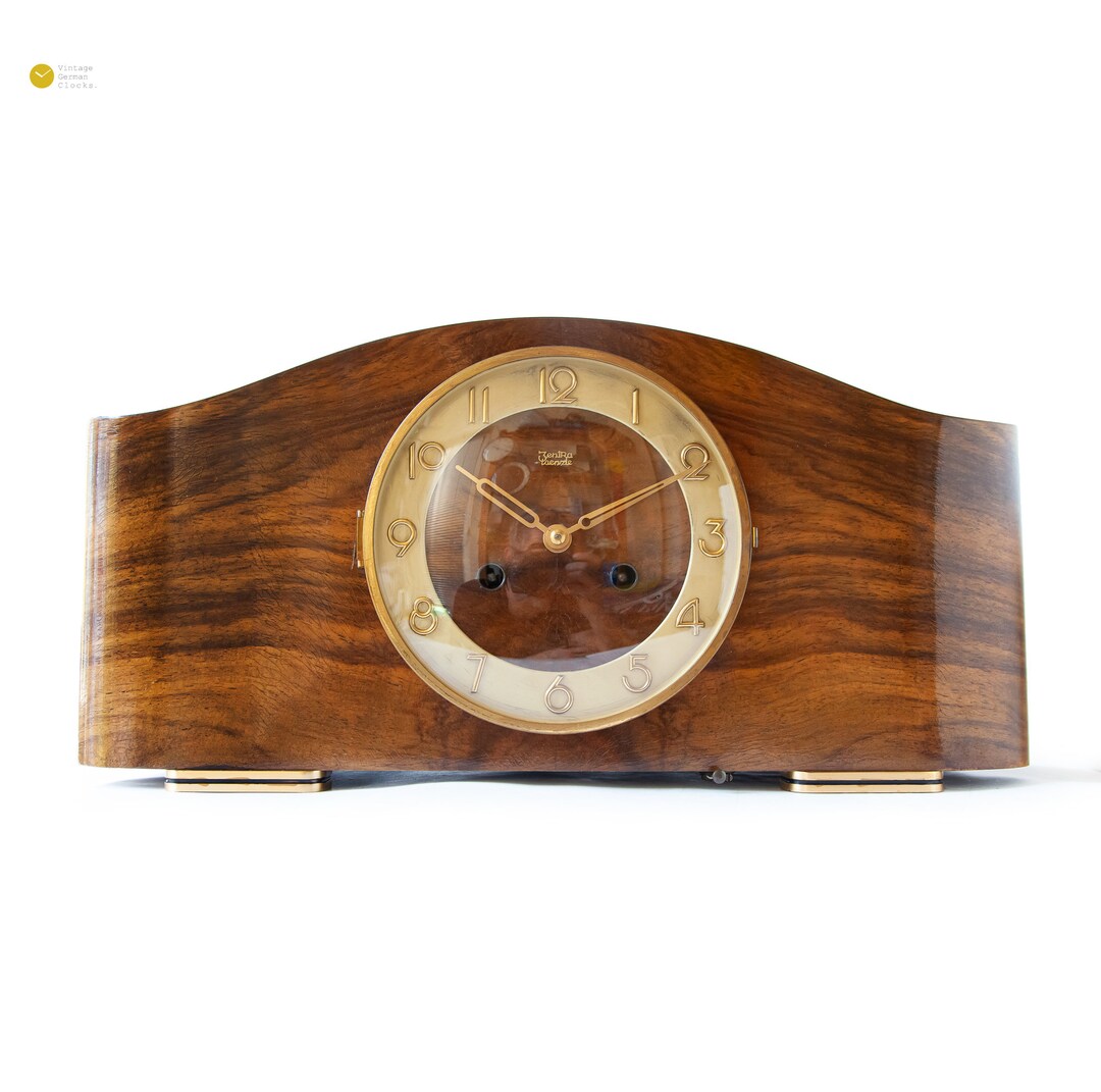 Superb ZENTRA KIENZLE Chiming Mantel Clock Art Deco Walnut Etsy
