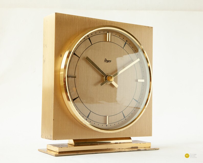 URGOS Germany Brass Desk CLOCK Mid Century MCM Junghans Etsy