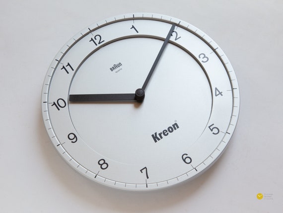 BRAUN Abw 31 Wall Clock Type 4861 Millennium Edition Dietrich Lubs 1982  Germany Quartz Design 80s 90s Modern Silver ABK 30 