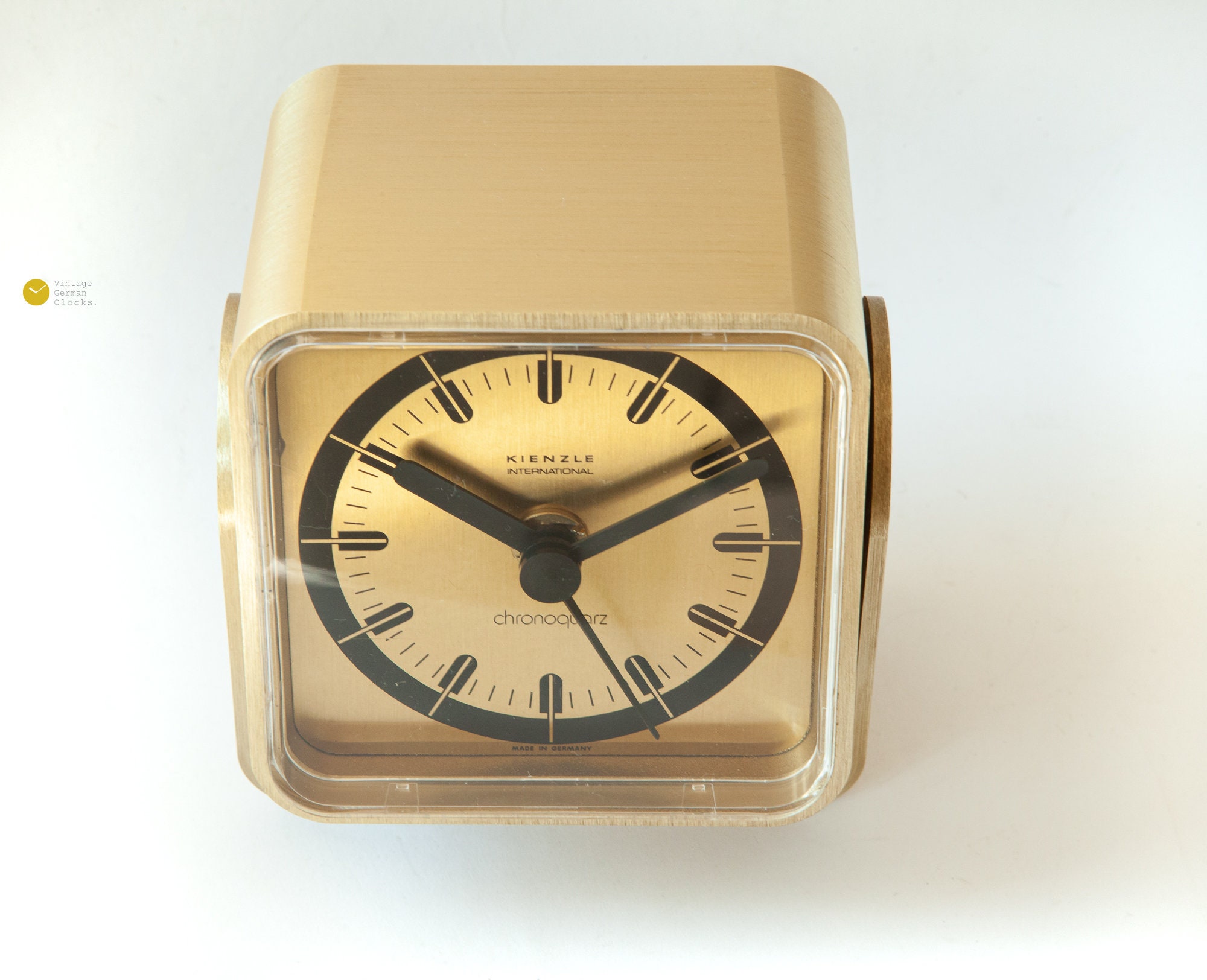 Golden KIENZLE Desk CLOCK Modernism Mid Century Stainless Etsy