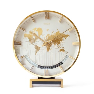 XL KIENZLE World Time Clock Germany Desk Table Mid Century Bauhaus Art Deco Style Modern mcm Heinrich Möller Office