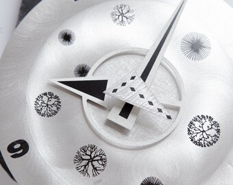 ユニークな90年代抽象画家による箱入り時計、壁掛けメタルオプアート