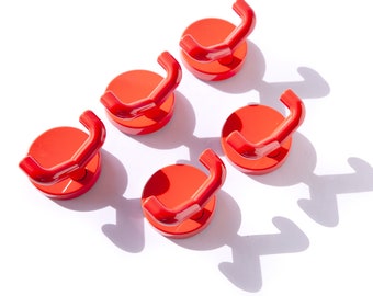 5x 新品 HEWI ポストモダン 477 ダブルフック コートタオルホルダー メンフィスポップ ミッドセンチュリー パントン ドイツ プラスチック レッド オレンジ バスルーム コーラル 10