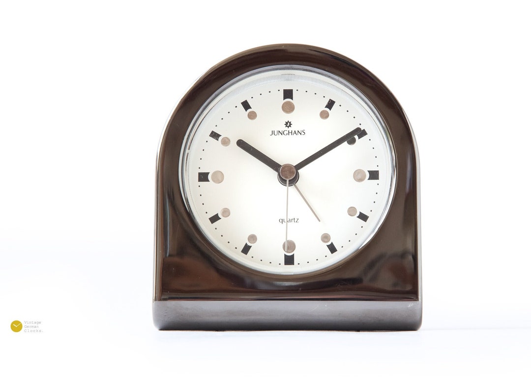 Elegant JUNGHANS Desk Alarm CLOCK Quartz Postmodern Space Age Table
