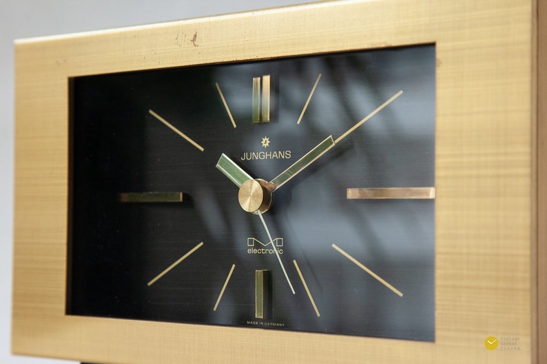 Heavy JUNGHANS Brass Desk CLOCK Mid Century Modern Danish Etsy
