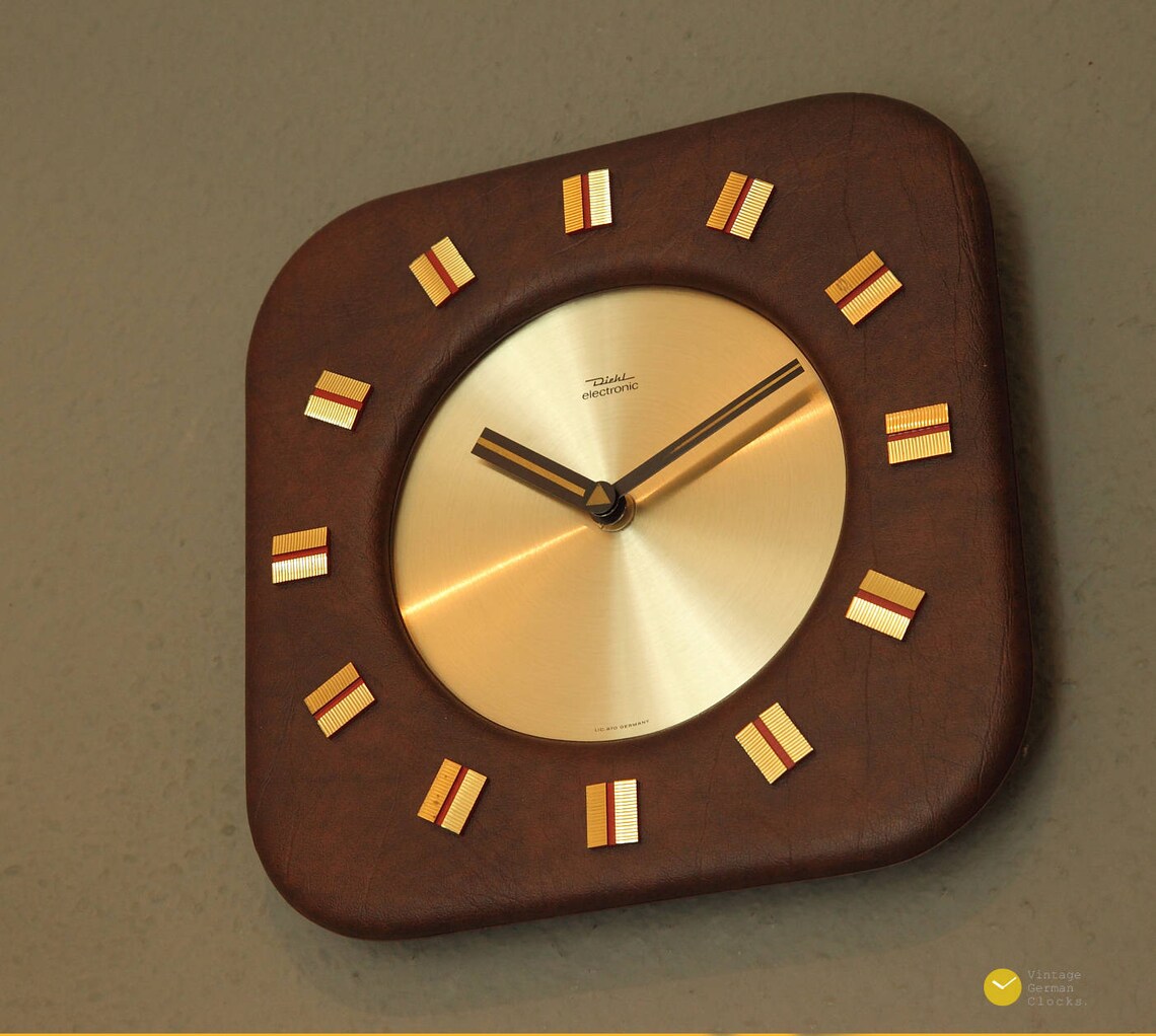 Mid Century DIEHL JUNGHANS Wall Clock Leather 60s Modern Etsy