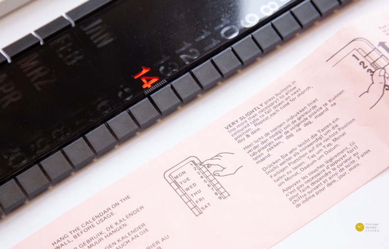 NOS 80s Postmodern Perpetual Calendar Wall Neon Type Mid Century