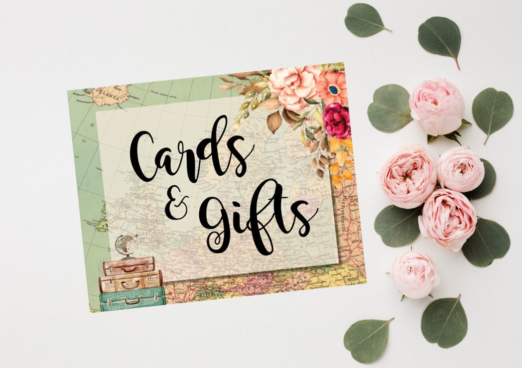 Travel themed Cards and Gifts Sign Printable Travel Theme | Etsy