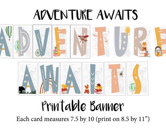 Adventure Awaits Banner Travel Theme Classroom PRINTABLE | Etsy