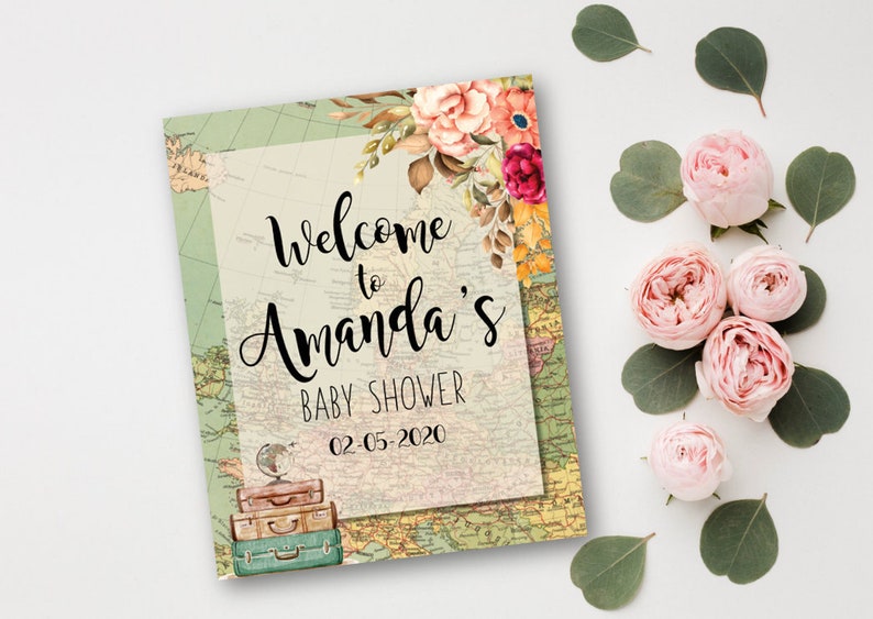 Travel baby shower Welcome Sign M1 Travel theme Baby Shower Decoration Travel Baby shower Centerpieces Adventure baby shower