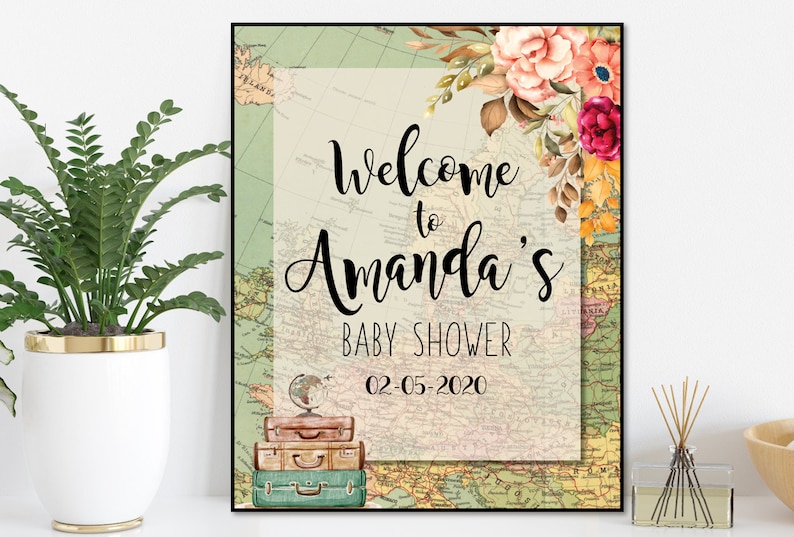 Travel baby shower Welcome Sign M1 Travel theme Baby Shower Decoration Travel Baby shower Centerpieces Adventure baby shower