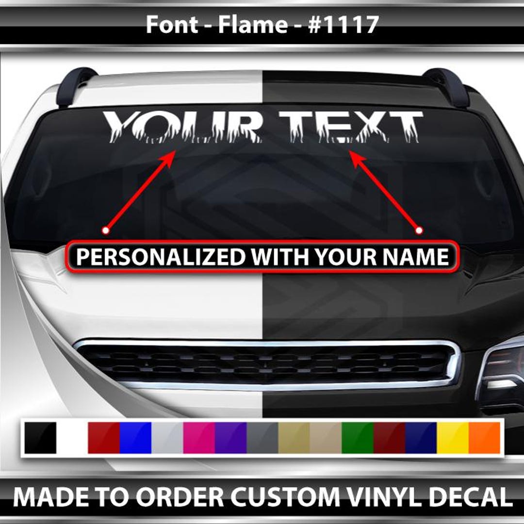 Custom Text Personalized Name Decal Sticker Windshield Window Vinyl ...