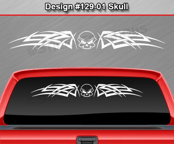 Design #129-01 SKULL Back Window Decal Sticker Vinyl Graphic Celtic Knot Tribal
