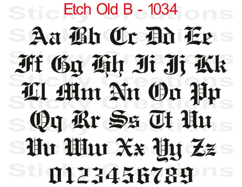 Custom Text Etch Old English Bold Font Customized Personalized Etsy