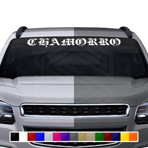 CHAMORRO デカール ステッカー フロントガラス ウィンドウ ビニール グラフィック バナー 車 トラック SUV 自動車 グアム島 フォントエッチング オールドイングリッシュ ボールドキャップ