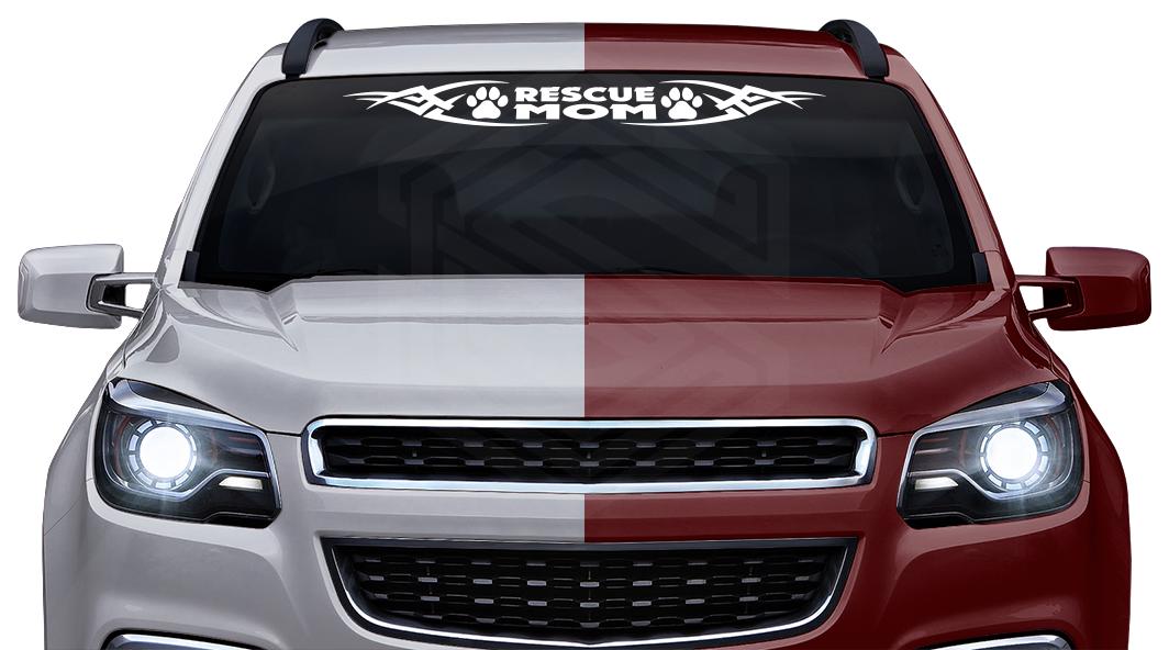 Design #106 RESCUE MOM Dog Paw Print Decal Sticker Windshield Window ...