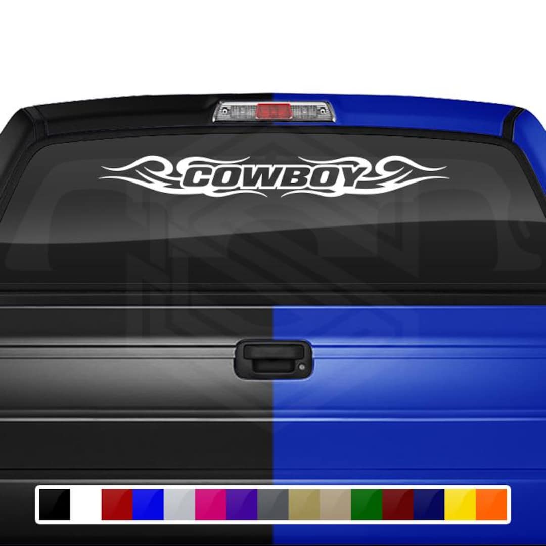 Design #122 COWBOY Decal Sticker Windshield Window Vinyl Graphic Banner ...