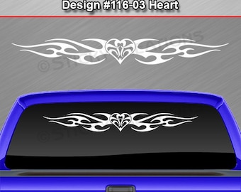Design #116-01 BUTTERFLY Tribal Flame Windshield Decal Window Sticker Graphic