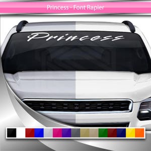 PRINCESS デカール ステッカー フロントガラス ウィンドウ ビニール グラフィック バナー 車 トラック SUV 自動車用 フォント レイピア スクリプト ファンシー ネーム テキスト