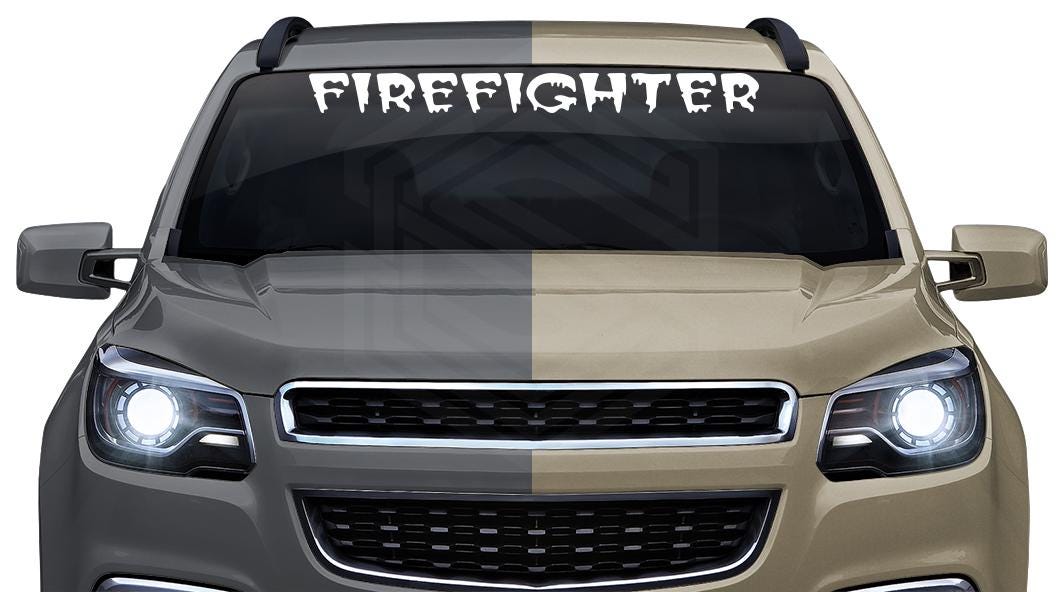FIREFIGHTER Decal Sticker Windshield Window Vinyl Graphic Banner for ...